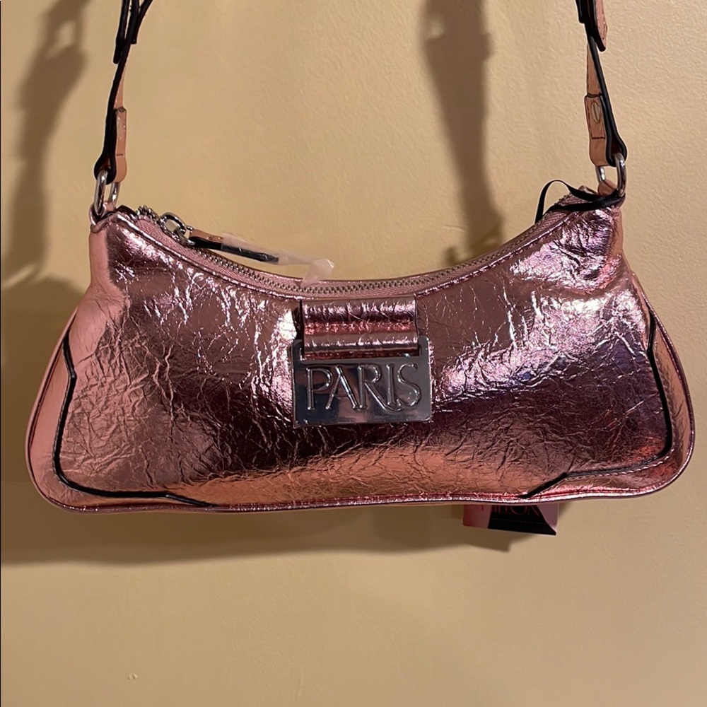 Metallic Rose Gold Paris Shoulder Bag NWT - Picture 2 of 5